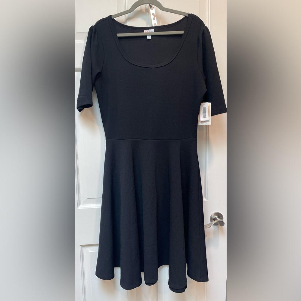 LuLaRoe Solid Black Nicole Midi Dress Size 2XL NWT